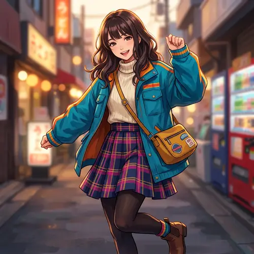 Anime-Inspired Young Woman with Vibrant Attire