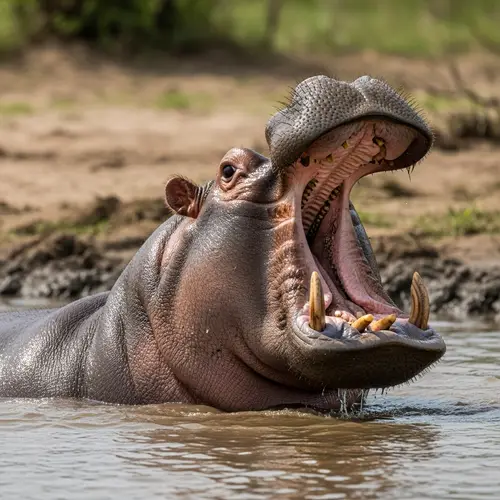 Realistic Hippopotamus Image in a Natural Setting