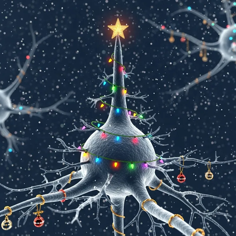 Neural Tissue Cell in Festive Holiday Style