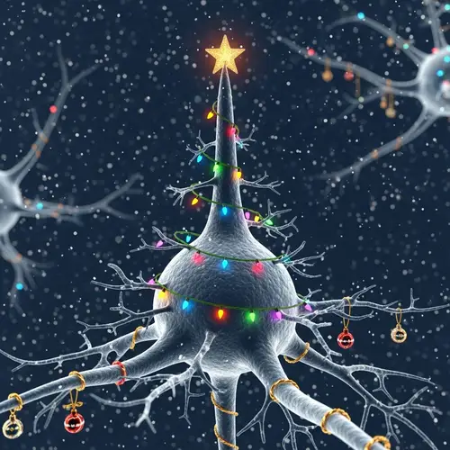 Festive Neuron Scientific Illustration for Christmas Celebration