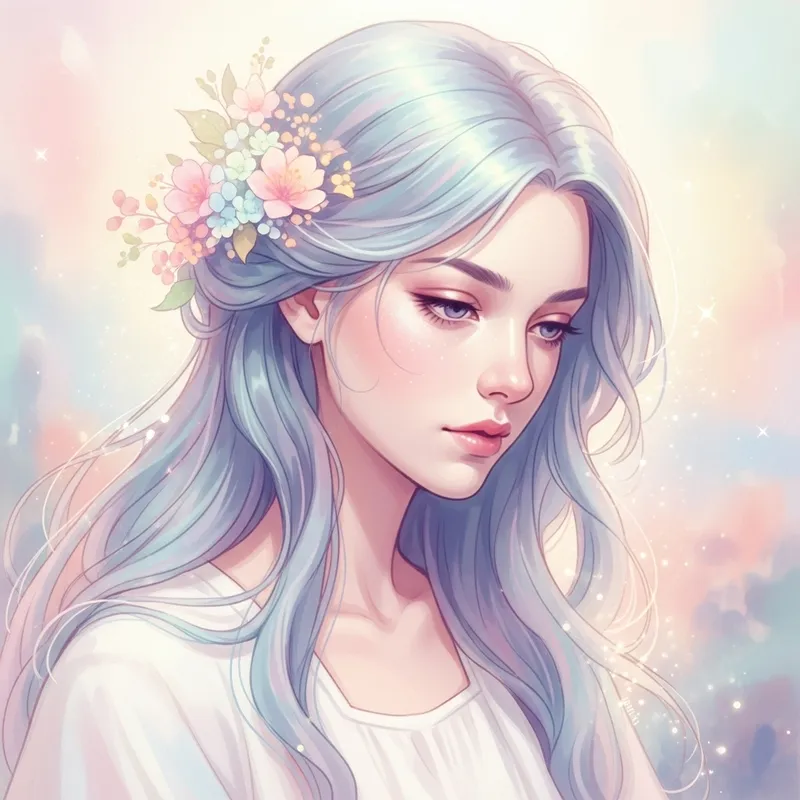 Mystical Woman Portrait: Dreamy Pastel Colors & Ethereal Lighting Mystical Woman Portrait: Dreamy Pastel Colors & Ethereal Lighting