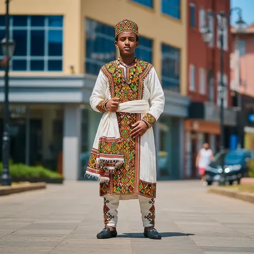 Vibrant Afro-Ethiopian Youth in Cultural Garments