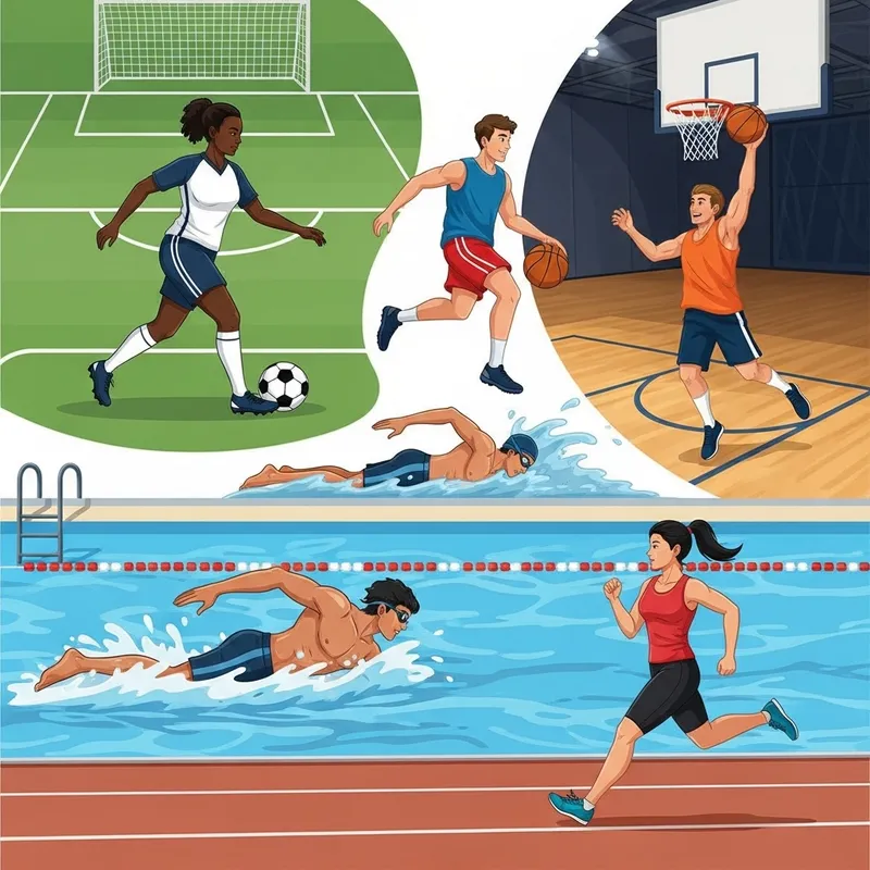 Diverse Sports: Soccer, Basketball, Swimming, Track & Field