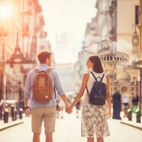 Cheerful World Travelers of Same Height