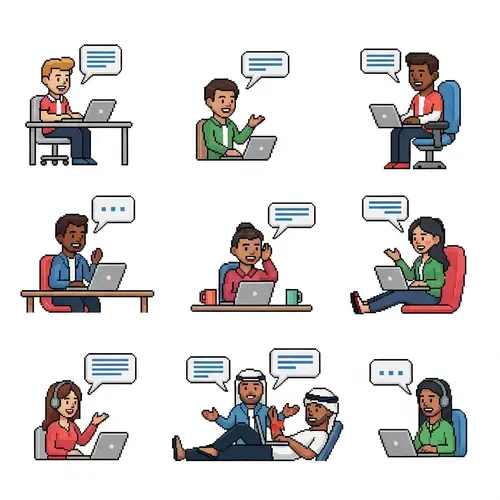 Vibrant Pixel Art Style People Communicating Emotions