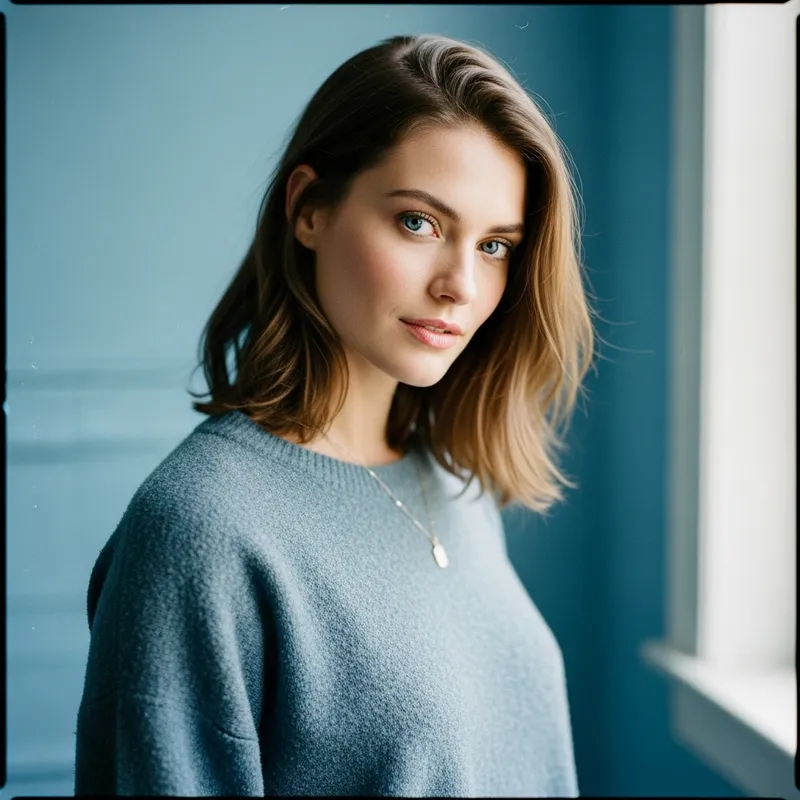 Highly Raw Photorealism Analog Film Portrait of Beautiful Woman