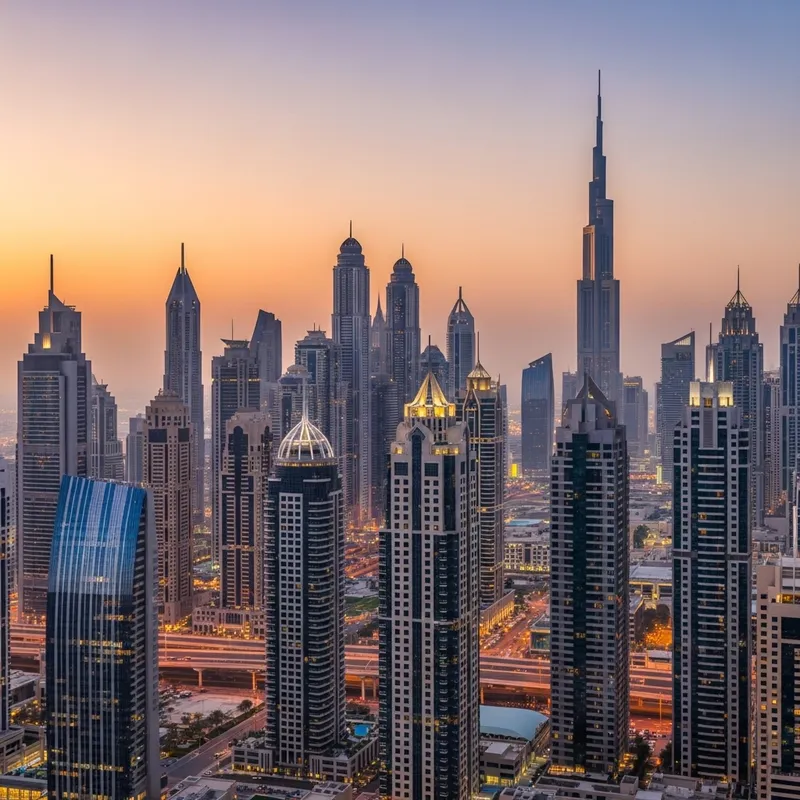 Elegant Dubai Skyline: Realistic View of Architectural Majesty