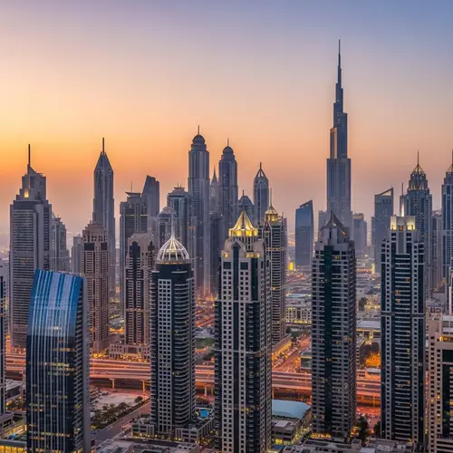 Dubai Skyline at Dusk: Captivating Architectural Majesty