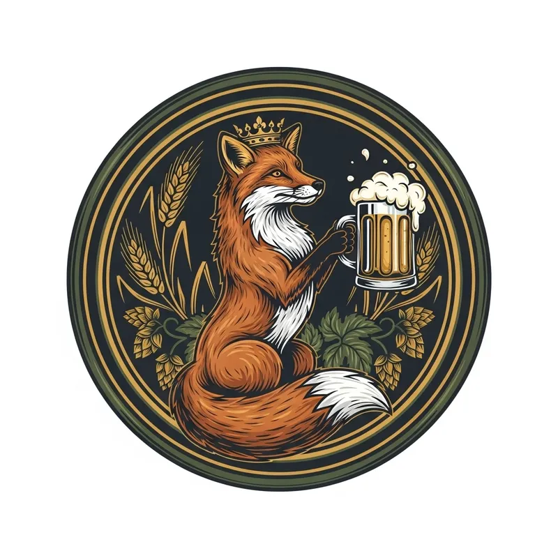 Brewery Emblem: Fox Drinking Beer