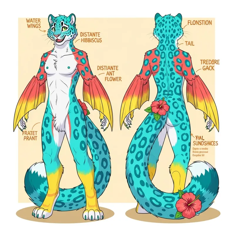 Vibrant Snow Leopard Beach Theme Design