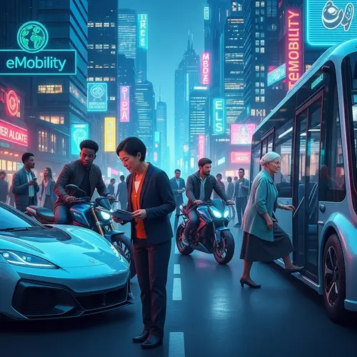 Urban eMobility Scene: Diverse People Exploring Electric Vehicles