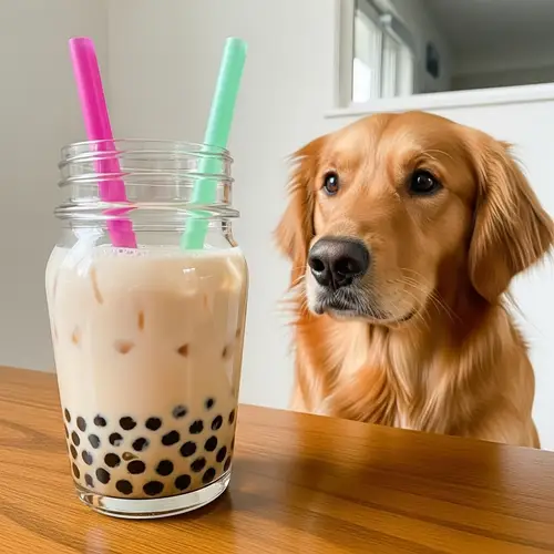 Refreshing Bubble Tea with Playful Dog | Cozy Room Setting