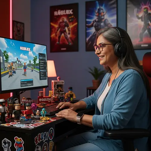 Average Roblox Fan: Middle-Aged Woman Enjoying Gaming
