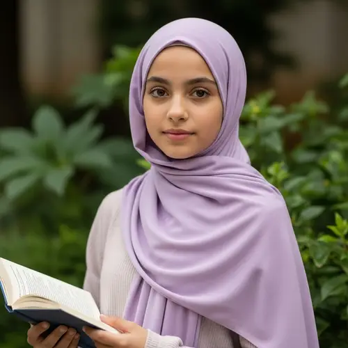 Serene Hijab Girl in Lavender - Inner Peace and Tranquility