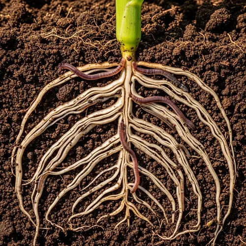 Intricate Corn Roots: A Natural Pattern in Soil