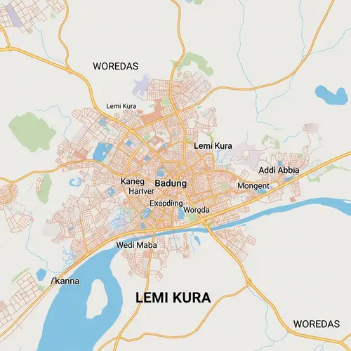 Detailed Map of Lemi Kura, Addis Ababa | Woredas Included