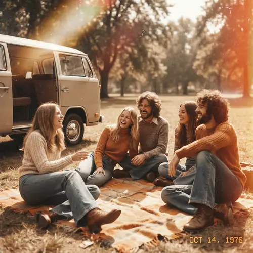 Nostalgic 70s Retro Photo with Vintage Film Grain