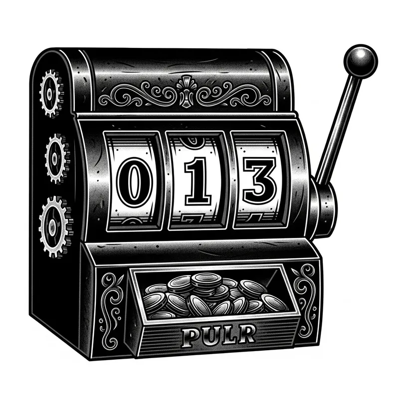 Solid Black Slot Machine Tattoo with 013 Number Design