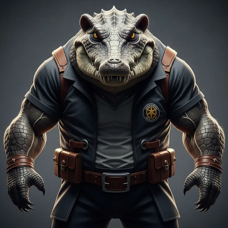 Muscular Bear-Crocodile Hybrid - Hyper-Realistic Creature Art