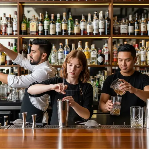 Cocktail Mixing with Red Haired Girl and Two Hispanic Men