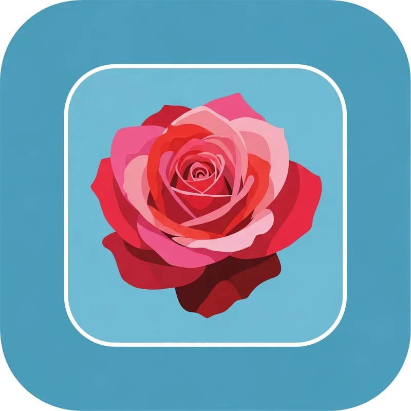 Rose Flower Icon - Bright Red/Pink Bloom