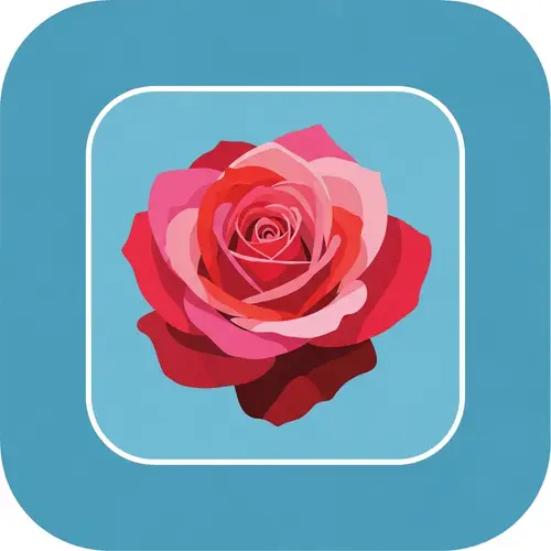 Rose Icon - Vibrant Red or Pink Petals
