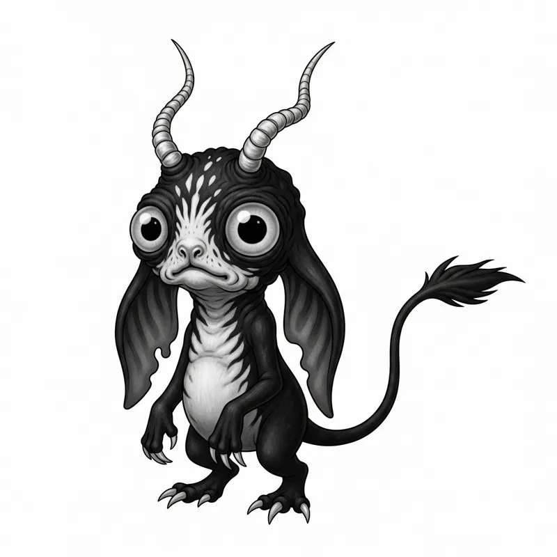 Small Black and White Monster with Bulbous Eyes