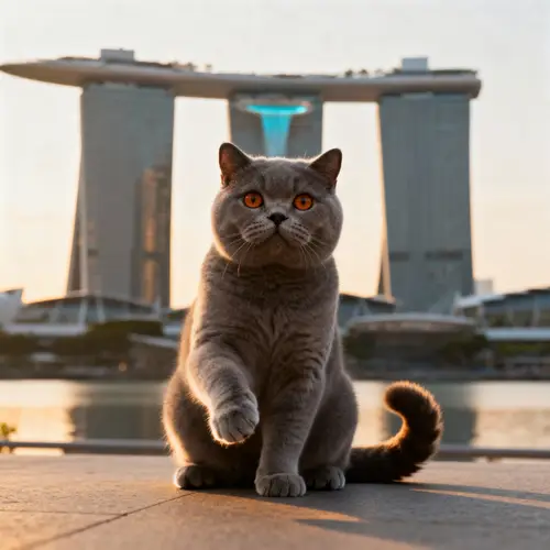 Cute British Shorthair Cat at Marina Bay Sands