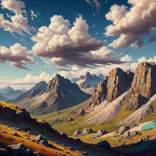 Dynamic Mountain Landscape | Abstract Style Art