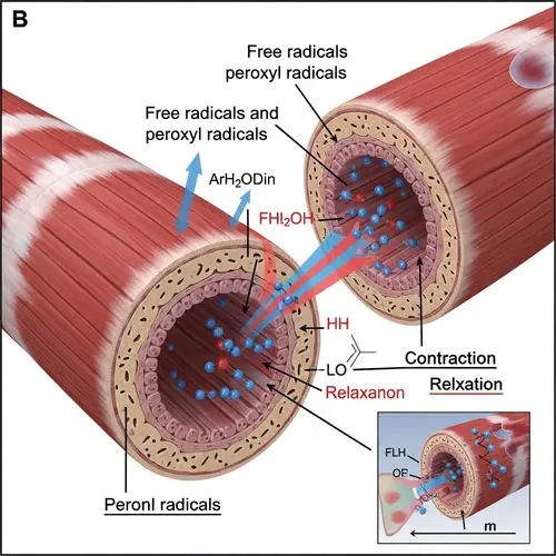 Free Radicals and Muscle Contraction: Scientific Illustration
