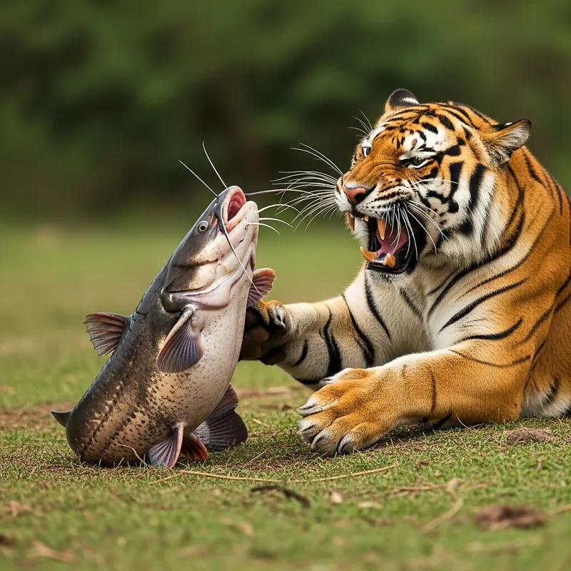 Catfish vs Tiger: A Wild Confrontation