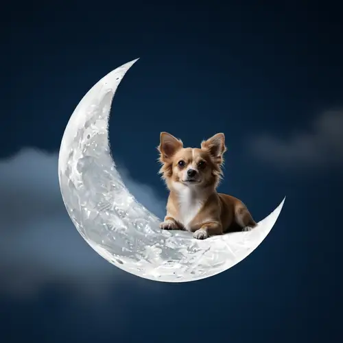 Serene Moonlit Scene with a Small Dog