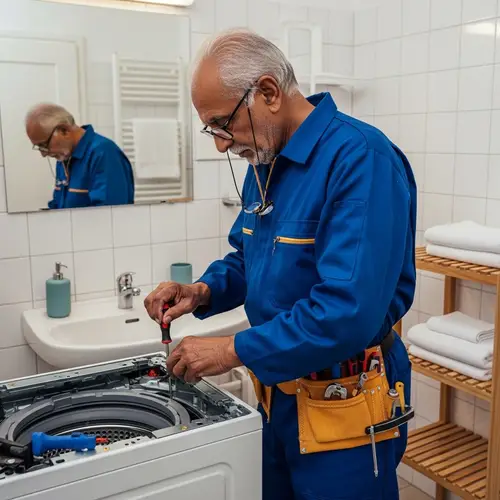 Elderly Washing Machine Repairman in Action | Bathroom Repairs