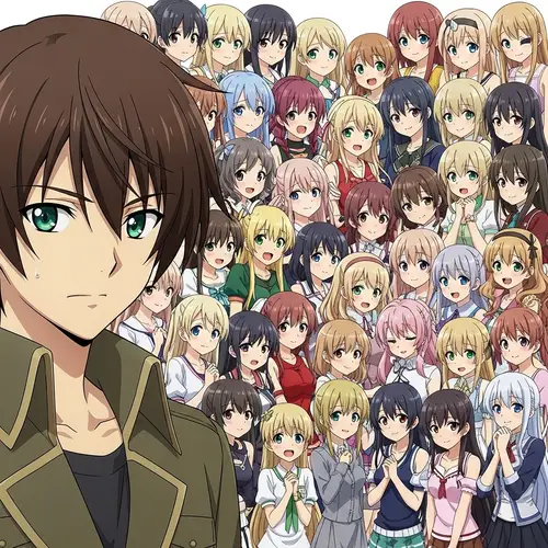 Anime-Style Young Man with Young Women Characters | Interaction Scene