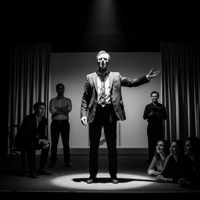 Captivating Black and White Stage Performance