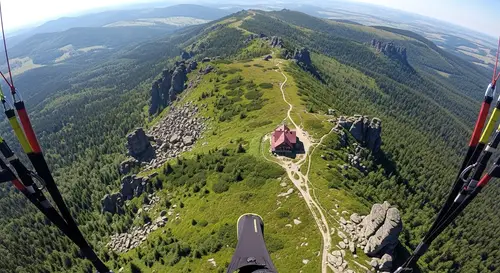 Aerial View of Mountain Shelter on Szrenica in Karkonosze