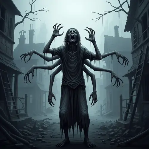 Eerie Creature Suffering in Silent Hill Style