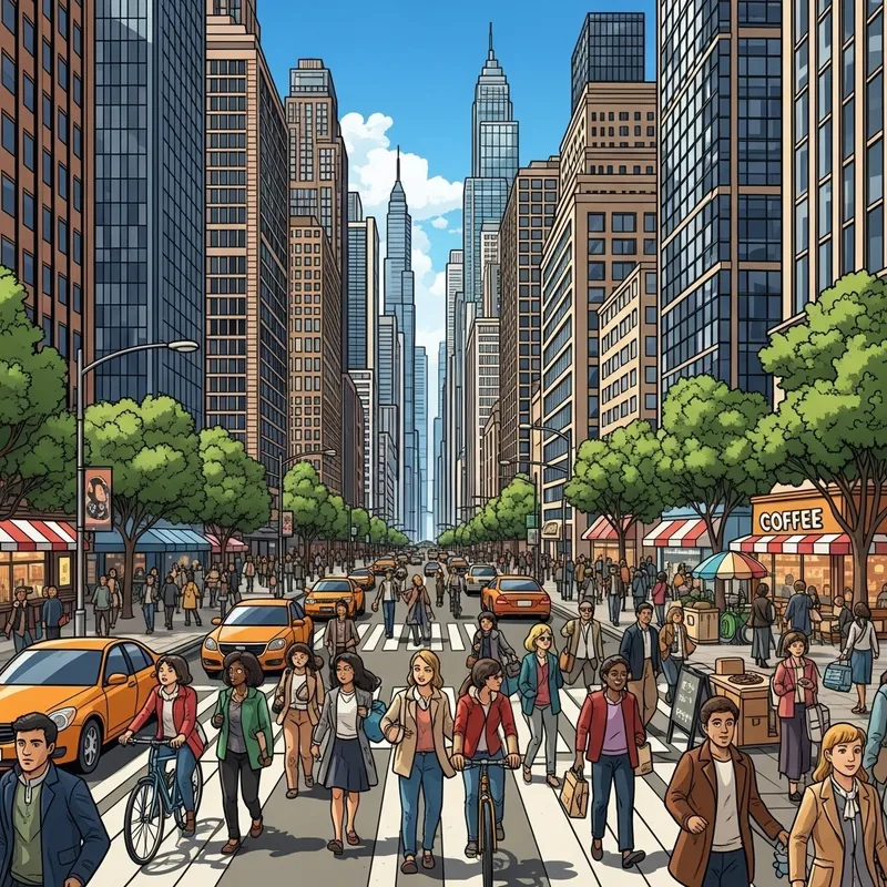 Vibrant Cityscape: A Metropolis in Full Swing