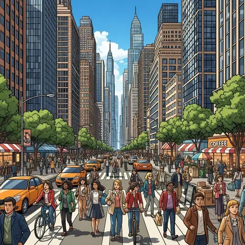 Vibrant Cityscape: A Metropolis in Full Swing