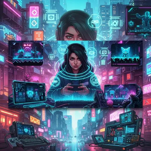 Cyberpunk Gamer Profile Banner | South Asian Female Streamer