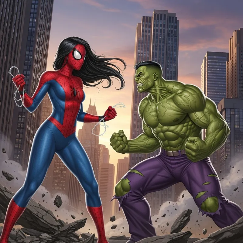 Spider Women and Hulk: Epic Superhero Showdown