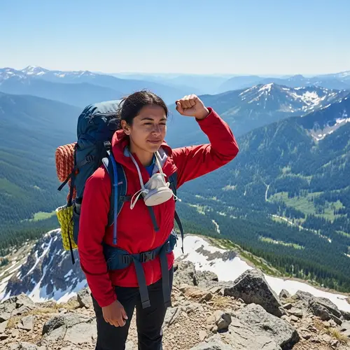 Hiker on Mountain Peak: A Triumph in Nature