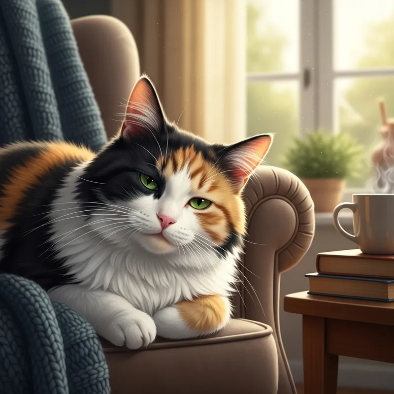 Cute Calico Cat - Domestic Feline Illustration