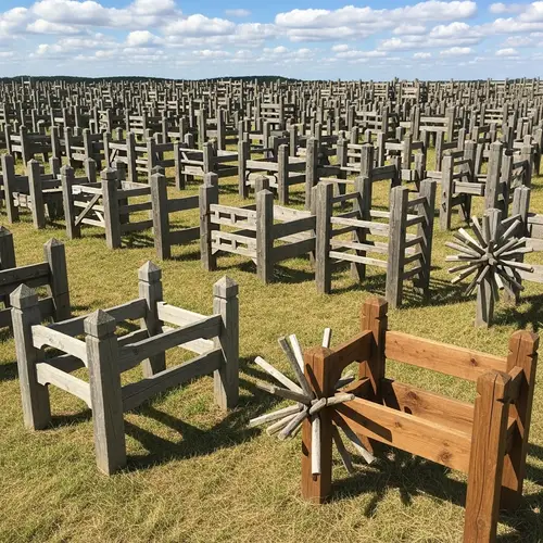 Diverse Wooden Stiles in Endless Field