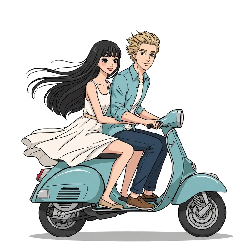 Cute Couple Riding Vespa | Joyful Adventure Together