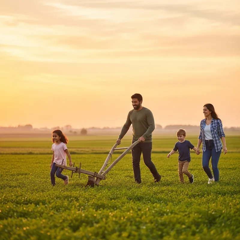 Family Farming Adventure with Plow and Kids