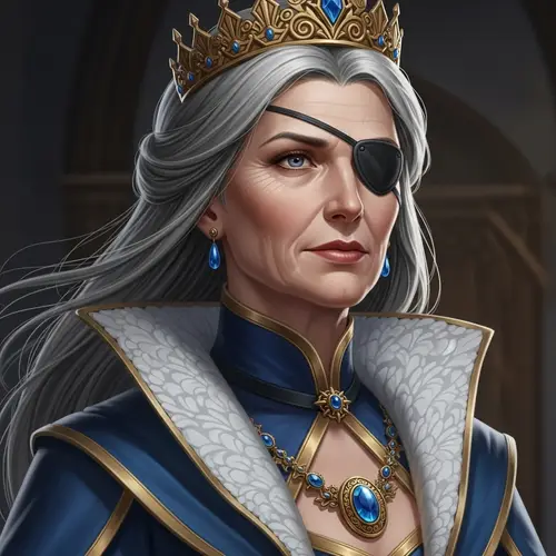 Regal Princess with Eyepatch: Graceful and Majestic Portrait