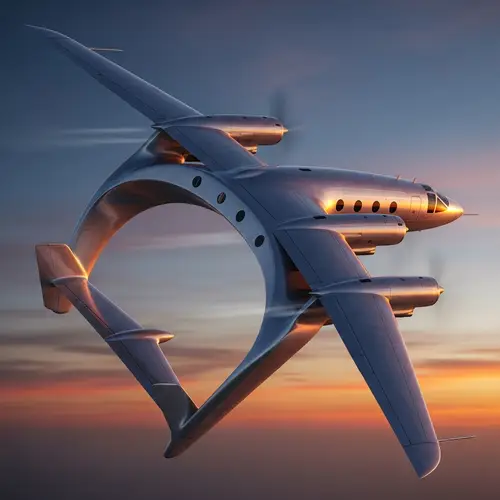 Unique Curved Shape Three-Winged Airplane