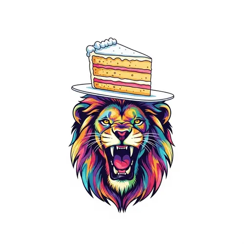 Sleek Lion & Cake Logo Design | Pop Art Inspired