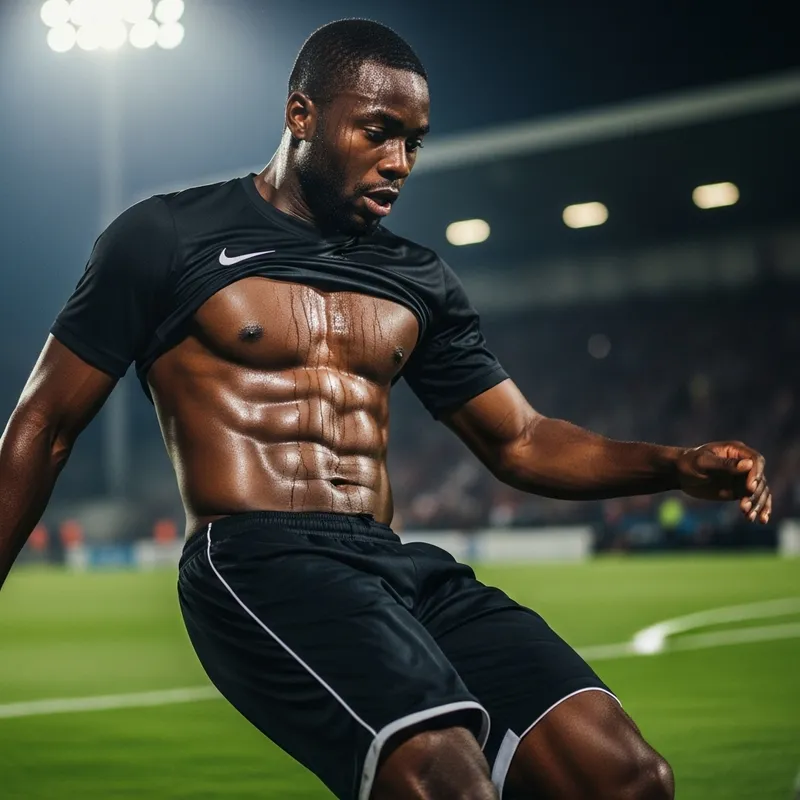 Incredible Washboard Abs of a Soccer Player in Action